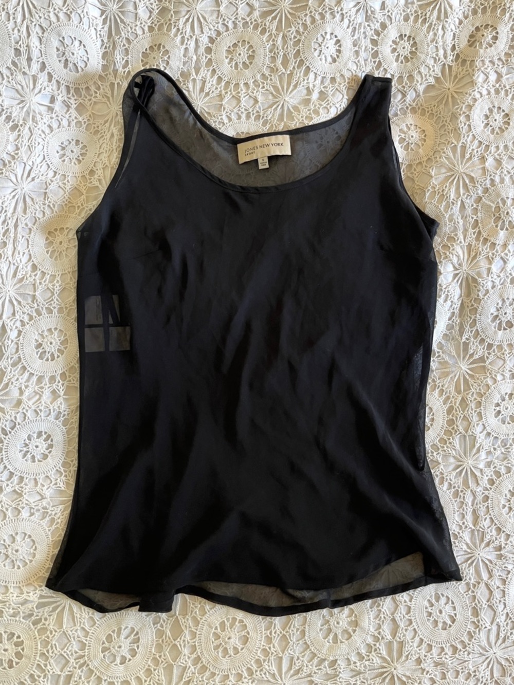 Vintage Jones New York, sheer black tank sleeveless top
